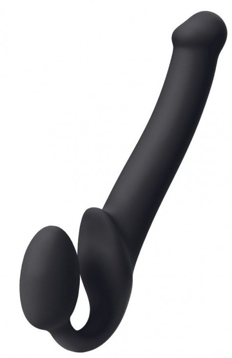 Черный безремневой страпон Silicone Bendable Strap-On M - Strap-on-me - купить с доставкой в Грозном