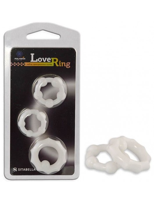 Набор из 3 белых рельефных эрекционных колец - Sitabella - в Грозном купить с доставкой