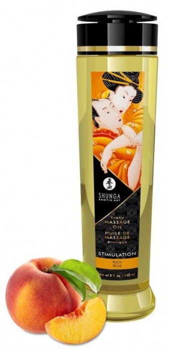 Массажное масло для тела с ароматом персика Stimulation - 240 мл. - Shunga - купить с доставкой в Грозном