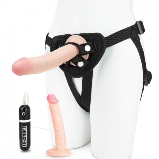 Регулируемые трусики с 2 насадками - 16 и 15 см. - Lux Fetish - купить с доставкой в Грозном
