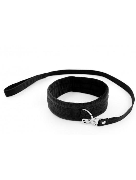 Черный ошейник My Rules с поводком - БДСМ Арсенал - купить с доставкой в Грозном