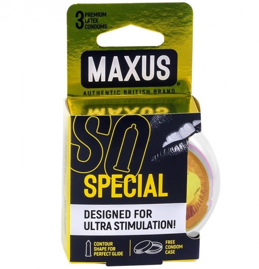 Презервативы с точками и рёбрами в пластиковом кейсе MAXUS Special - 3 шт. - Maxus - купить с доставкой в Грозном