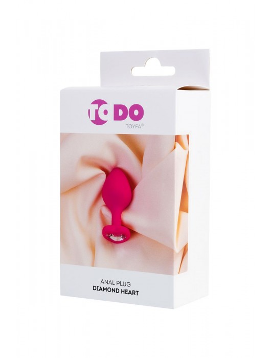 Розовая анальная втулка Diamond Heart с прозрачным кристаллом - 8 см. - ToyFa - купить с доставкой в Грозном