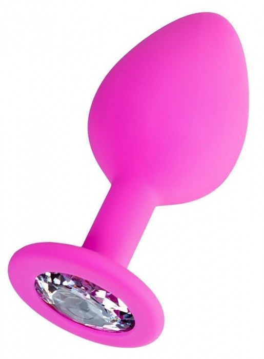 Розовая анальная втулка Brilliant с прозрачным кристаллом - 8 см. - ToyFa - купить с доставкой в Грозном