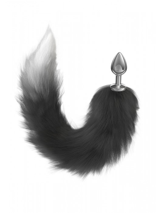 Серебристая анальная пробка с черным хвостом Galaxy - Lola Games - купить с доставкой в Грозном