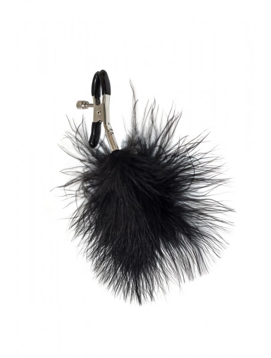 Зажимы на соски с черным пухом Euphoric - Lola Games - купить с доставкой в Грозном