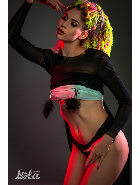 Зажимы на соски с черным пухом Euphoric - Lola Games - купить с доставкой в Грозном