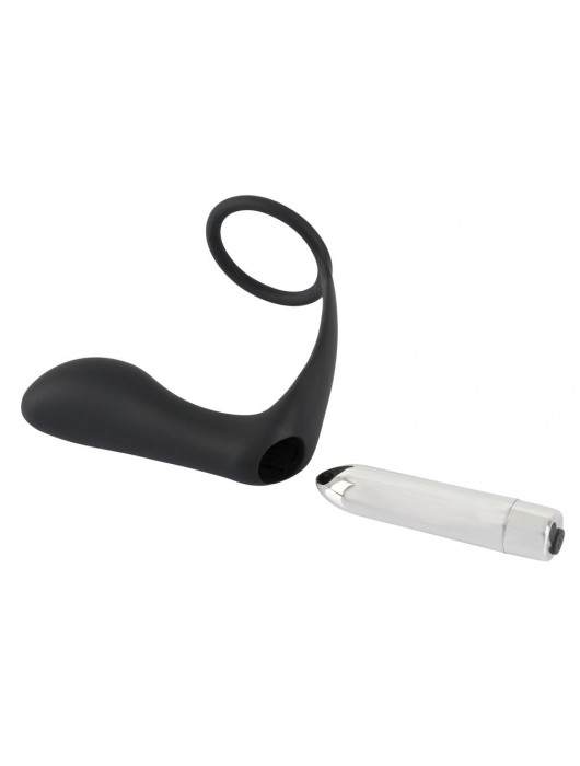 Черное эрекционное кольцо с анальной вибропробкой Vibrating Ring   Plug - Orion - в Грозном купить с доставкой