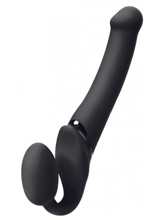 Черный безремневой вибрострапон Silicone Bendable Strap-On M - Strap-on-me - купить с доставкой в Грозном