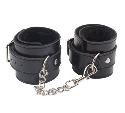Черные оковы на ноги Obey Me Leather Ankle Cuffs - Chisa - купить с доставкой в Грозном