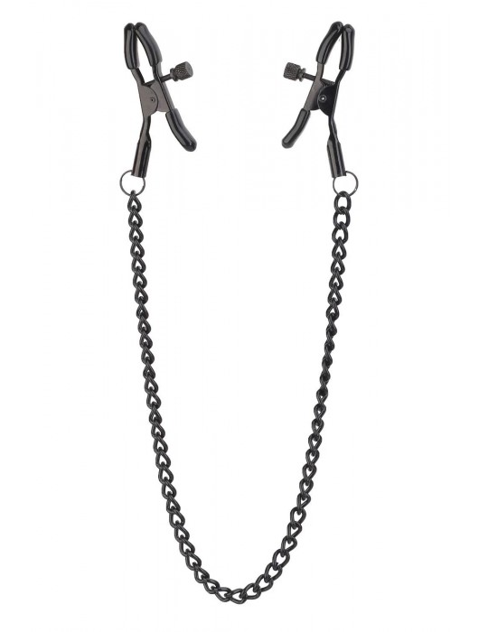 Черные зажимы на соски на цепочке BLAZE DELUXE NIPPLE CLAMPS - Dream Toys - купить с доставкой в Грозном