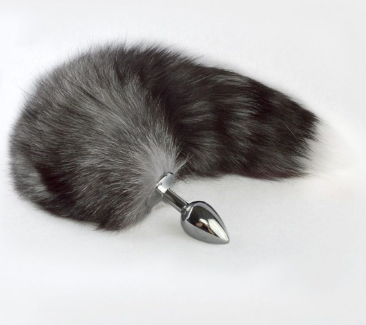 Серебристая анальная пробка с серым хвостиком - Sitabella - купить с доставкой в Грозном