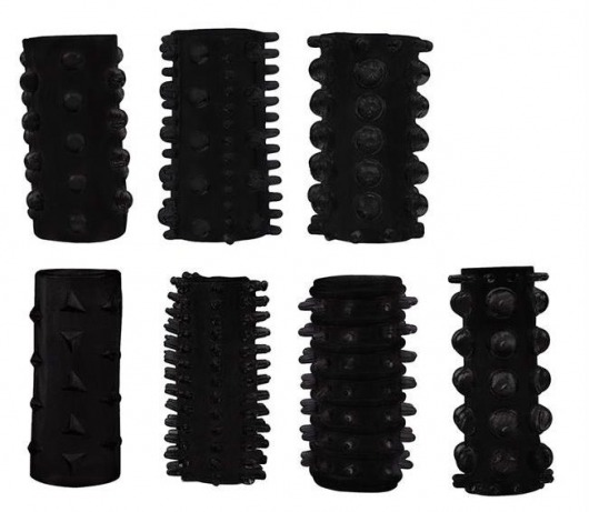 Набор из 7 черных насадок PENIS SLEEVES SET - Dream Toys - в Грозном купить с доставкой