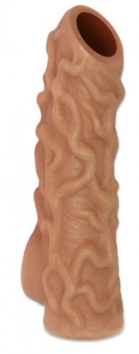Телесная насадка с венками и открытой головкой Nude Sleeve M - 12 см. - KOKOS - в Грозном купить с доставкой