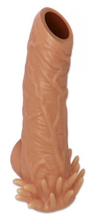 Телесная насадка с усиками и открытой головкой Nude Sleeve L - 14 см. - KOKOS - в Грозном купить с доставкой