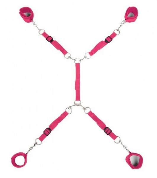 Ярко-розовый набор фиксаций на кровати Classic Bed Spreader - Lux Fetish - купить с доставкой в Грозном