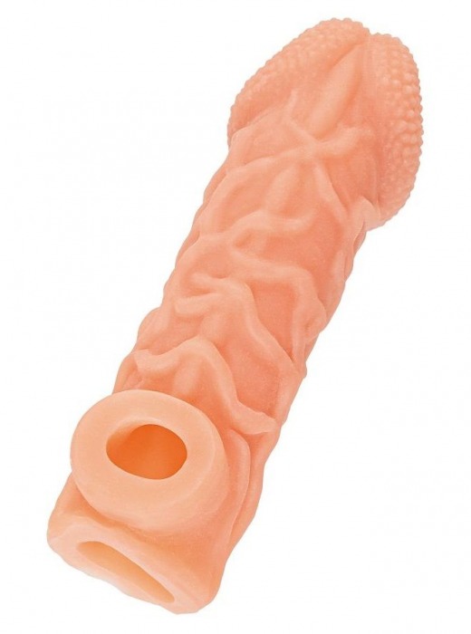 Телесная закрытая насадка с венками Cock Sleeve Size L - 17,6 см. - KOKOS - в Грозном купить с доставкой