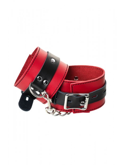 Красно-черные оковы на ноги из кожи - ToyFa - купить с доставкой в Грозном