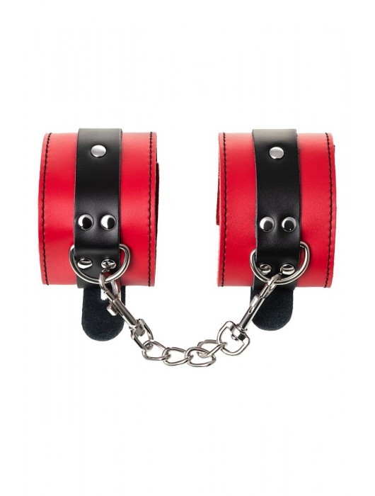 Красно-черные оковы на ноги из кожи - ToyFa - купить с доставкой в Грозном