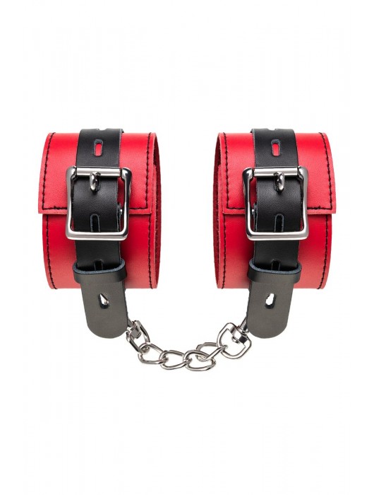 Красно-черные оковы на ноги из кожи - ToyFa - купить с доставкой в Грозном