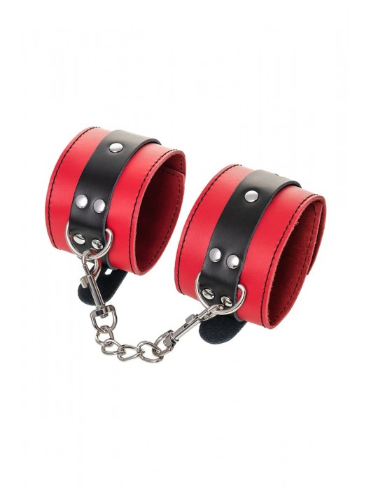 Красно-черные оковы на ноги из кожи - ToyFa - купить с доставкой в Грозном