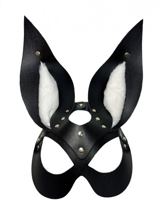 Черная маска зайки с белым мехом на ушках Miss Bunny - БДСМ Арсенал - купить с доставкой в Грозном