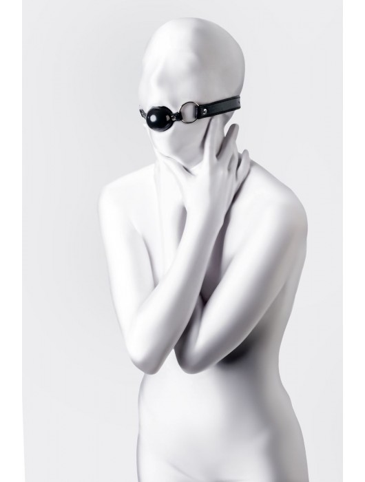 Черный кляп-шар на кожаных ремешках Anonymo - ToyFa - купить с доставкой в Грозном