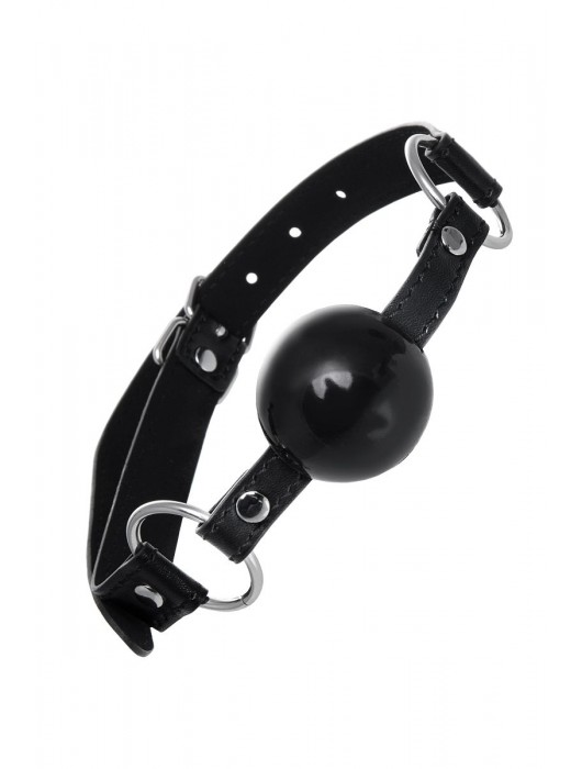 Черный кляп-шар на кожаных ремешках Anonymo - ToyFa - купить с доставкой в Грозном