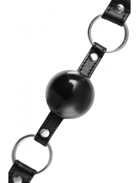 Черный кляп-шар на кожаных ремешках Anonymo - ToyFa - купить с доставкой в Грозном