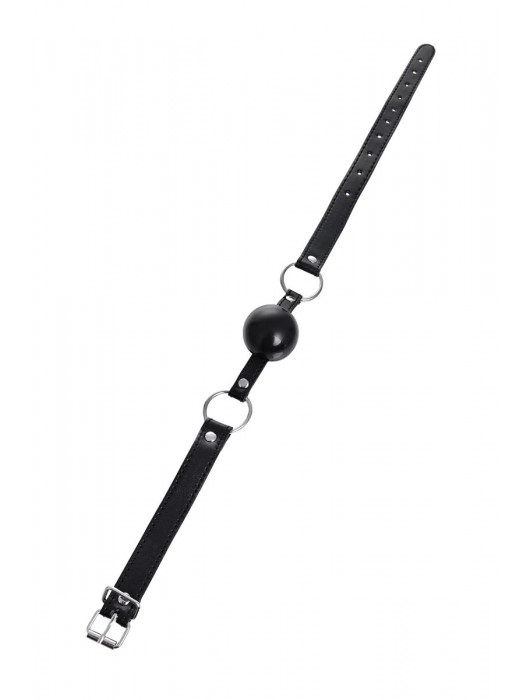 Черный кляп-шар на кожаных ремешках Anonymo - ToyFa - купить с доставкой в Грозном