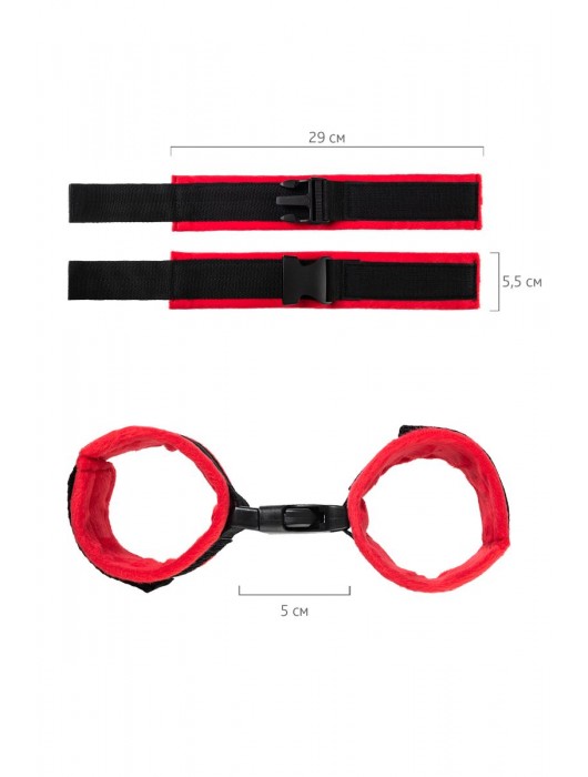 Красно-черные велюровые оковы Anonymo - ToyFa - купить с доставкой в Грозном