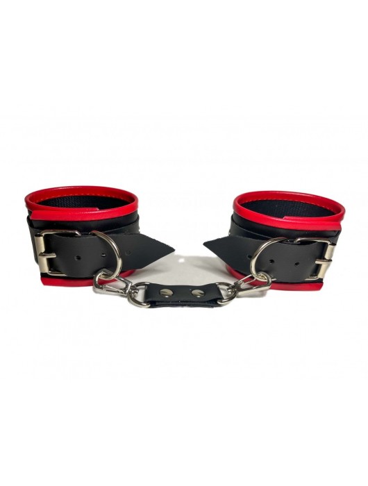 Черно-красные наручники из эко-кожи - БДСМ Арсенал - купить с доставкой в Грозном