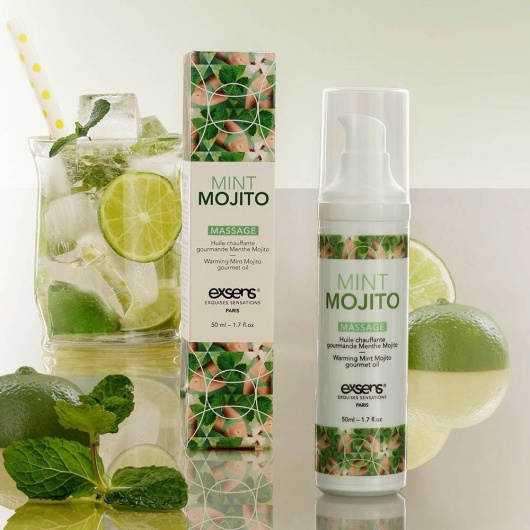 Разогревающее массажное масло с ароматом мохито Gourmet Mint Mojito - 50 мл. - Exsens - купить с доставкой в Грозном