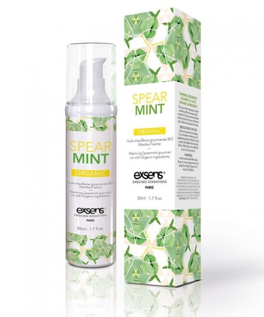 Разогревающее массажное масло Gourmet Spearmint Organic с органическими ингредиентами - 50 мл. - Exsens - купить с доставкой в Грозном