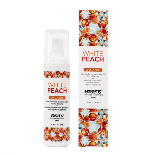 Разогревающее массажное масло Gourmet White Peach Organic с органическими ингредиентами - 50 мл. - Exsens - купить с доставкой в Грозном