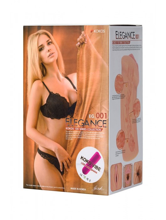 Реалистичный мастурбатор-вагина телесного цвета Elegance.001 с вибрацией - KOKOS - в Грозном купить с доставкой