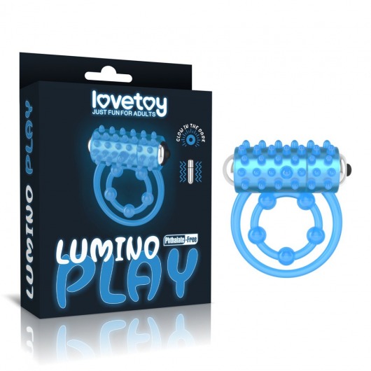 Голубое, светящееся в темноте виброкольцо Lumino Play Vibrating Penis Ring - Lovetoy - в Грозном купить с доставкой