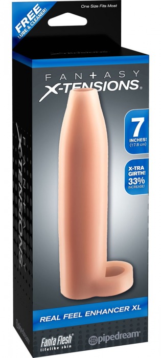 Телесная насадка Real Feel Enhancer XL - 17 см. - Pipedream - в Грозном купить с доставкой