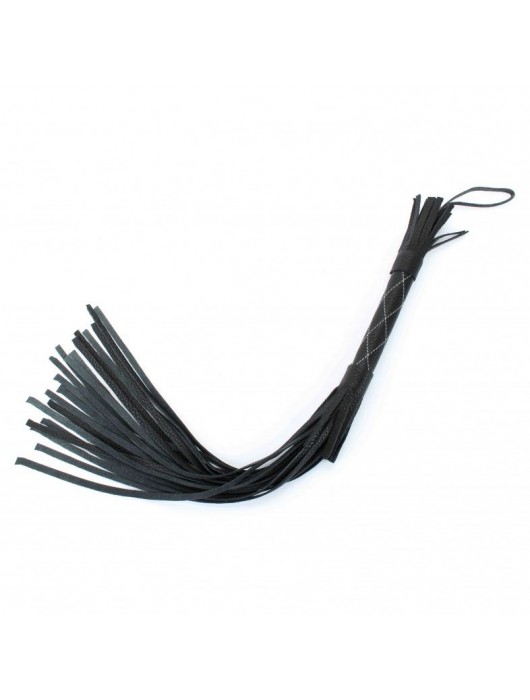 Аккуратная чёрная плетка  из натуральной кожи - БДСМ Арсенал - купить с доставкой в Грозном