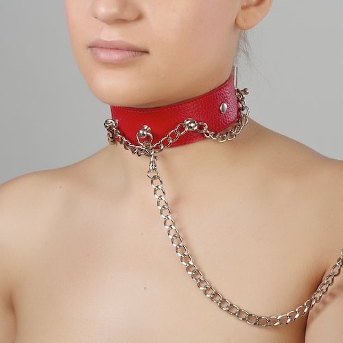 Красный ошейник из натуральной кожи - Sitabella - купить с доставкой в Грозном