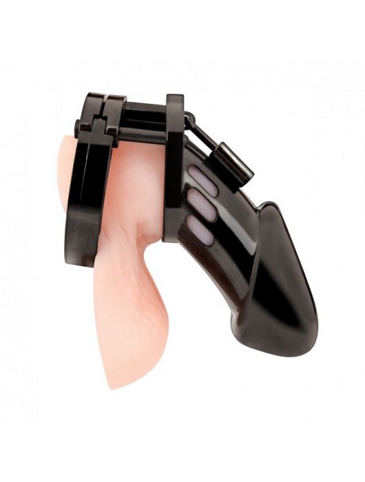 Черная акриловая клетка целомудрия для члена с замком - BlueLine - купить с доставкой в Грозном