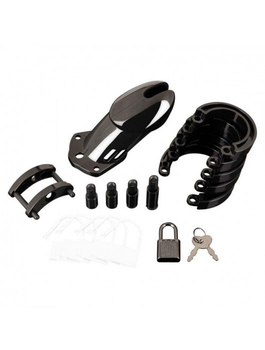 Черная акриловая клетка целомудрия для члена с замком - BlueLine - купить с доставкой в Грозном