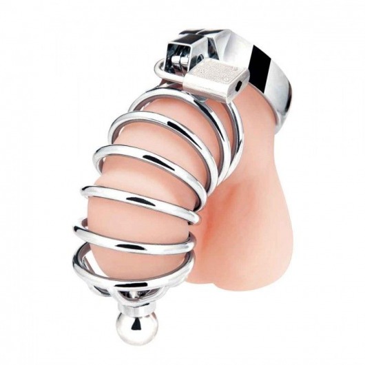 Серебристая клетка для члена Urethral Play Cage - BlueLine - купить с доставкой в Грозном