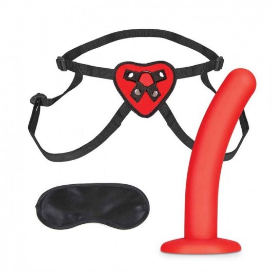 Красный поясной фаллоимитатор Red Heart Strap on Harness   5in Dildo Set - 12,25 см. - Lux Fetish - купить с доставкой в Грозном