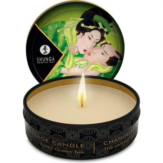 Массажная свеча Exotic Green Tea с ароматом зелёного чая - 30 мл. - Shunga - купить с доставкой в Грозном