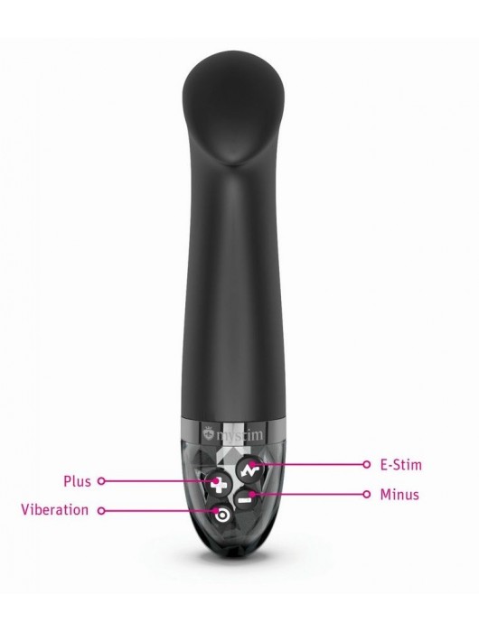 Черный вибратор с функцией электростимуляции Right on Ron - 17 см. - MyStim - купить с доставкой в Грозном