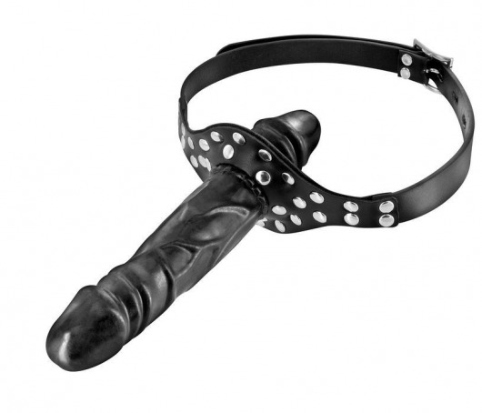 Черный кляп-фаллоимитатор Double Penis Gag - Fetish Tentation - купить с доставкой в Грозном