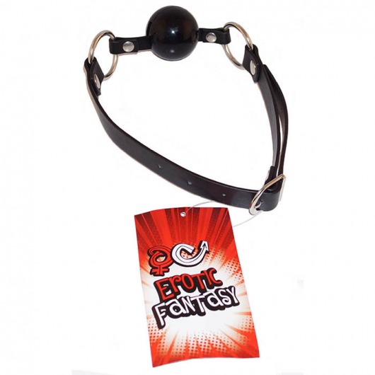 Силиконовый черный кляп-шарик на ремне Black Ballgag - Erotic Fantasy - купить с доставкой в Грозном
