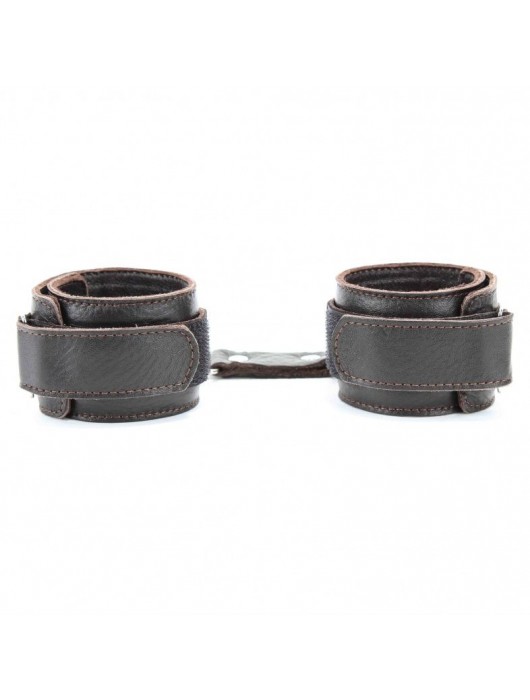 Коричневые кожаные оковы с клепками - БДСМ Арсенал - купить с доставкой в Грозном