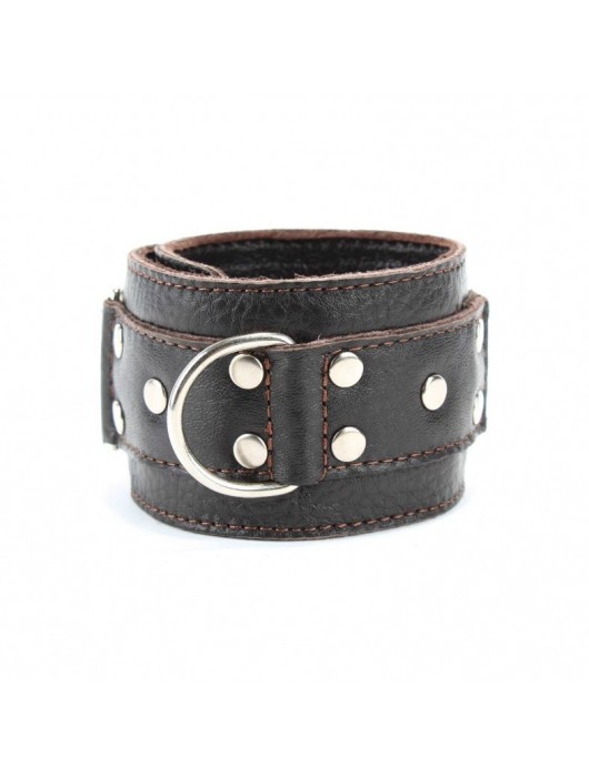 Коричневые кожаные оковы с клепками - БДСМ Арсенал - купить с доставкой в Грозном